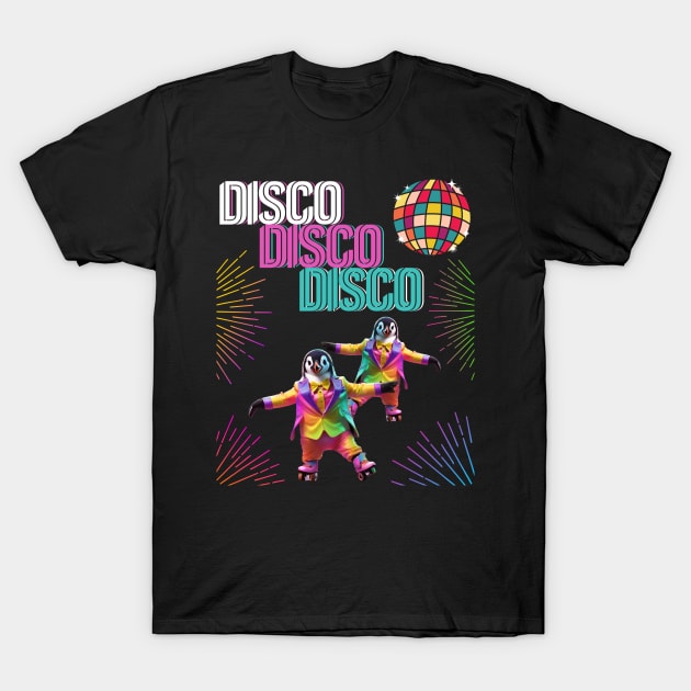 DISCO PENGUIN ROLLER SKATING DANCING T-Shirt by StayVibing